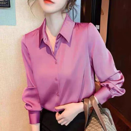 Satin Button-Up Blouse