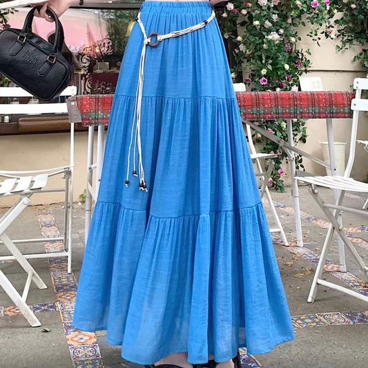 Tiered Maxi Skirt with Belt